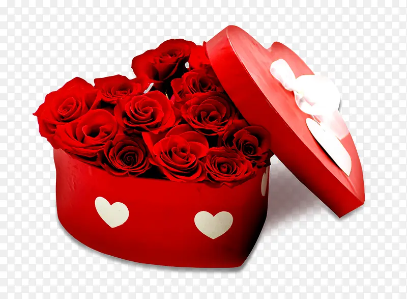 盛放玫瑰花的爱心盒