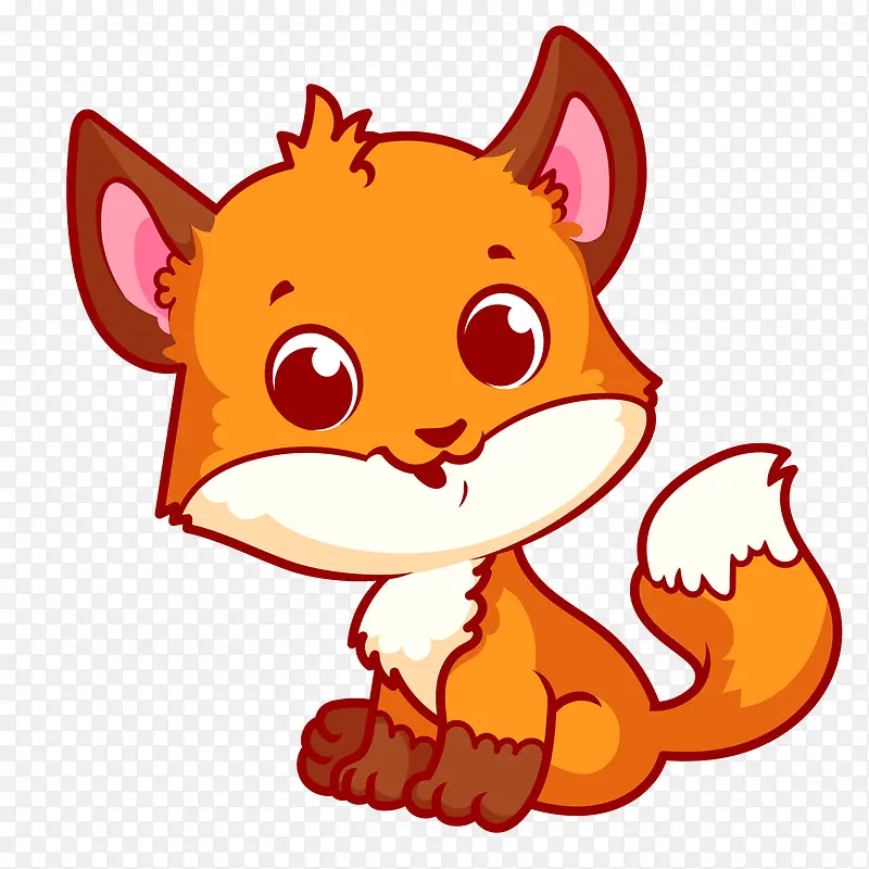 卡通手绘橙色的小狐狸设计