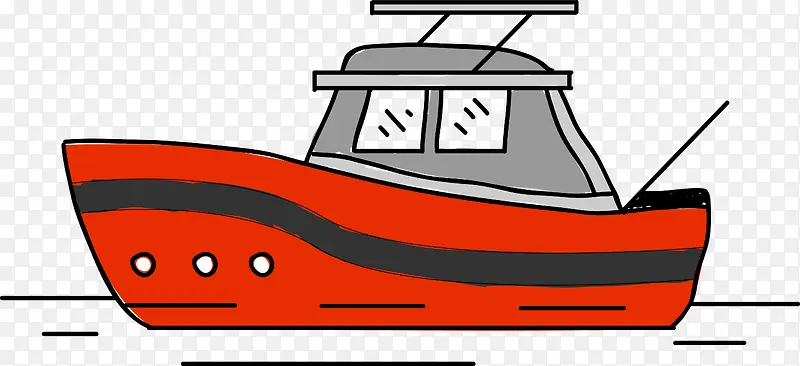 红色小船矢量图