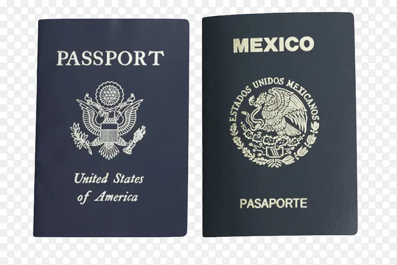 黑色美国护照和黑色墨西哥护照实