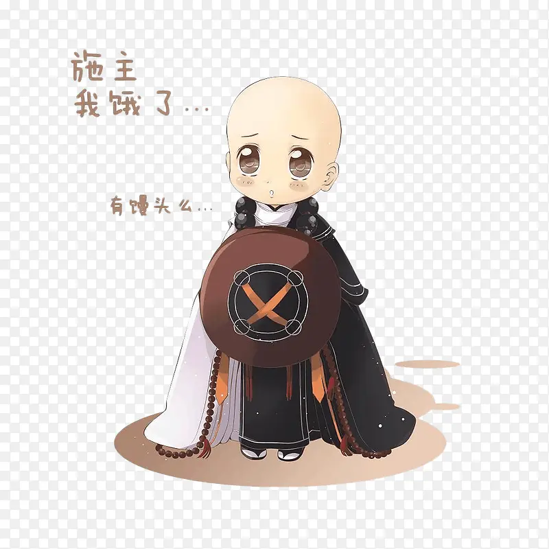 手绘萌萌的小和尚