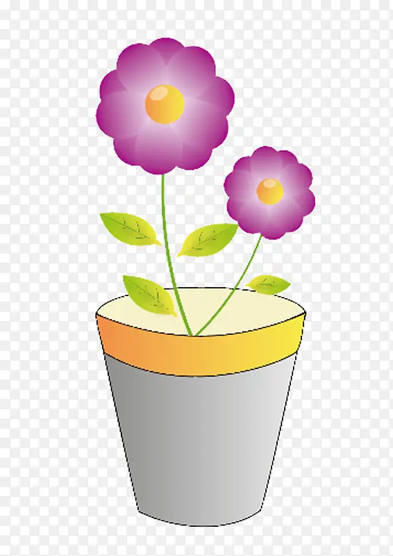 紫色雏菊盆栽矢量素材