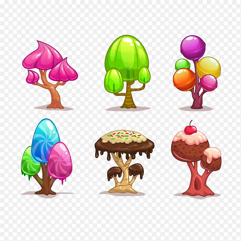 卡通游戏树蛋糕糖果树