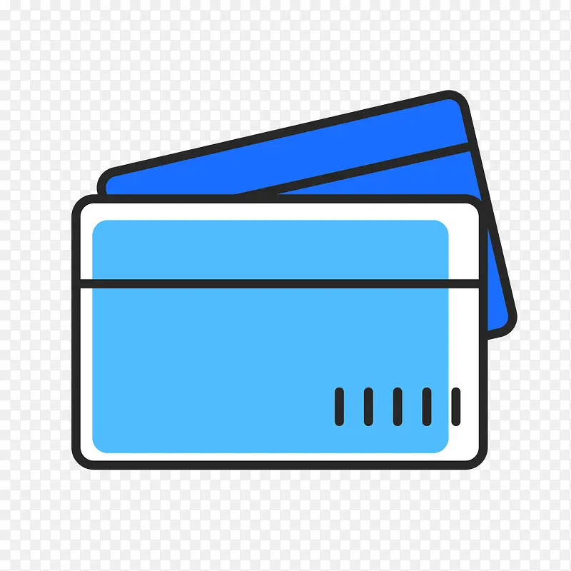 蓝色手绘银行卡商务图标