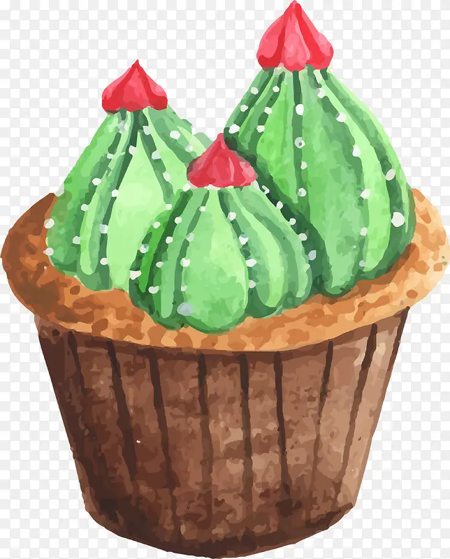 绿色水彩仙人掌蛋糕