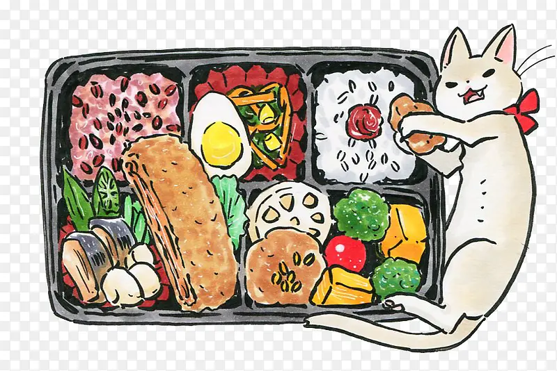 卡通手绘猫咪寿司盘