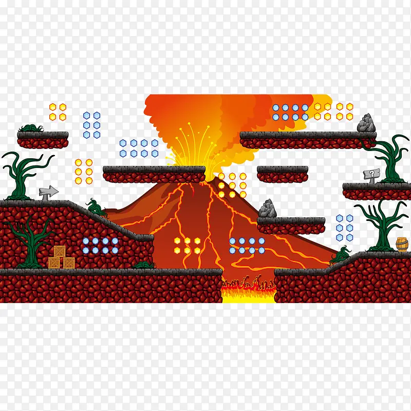 卡通火山游戏场景设计