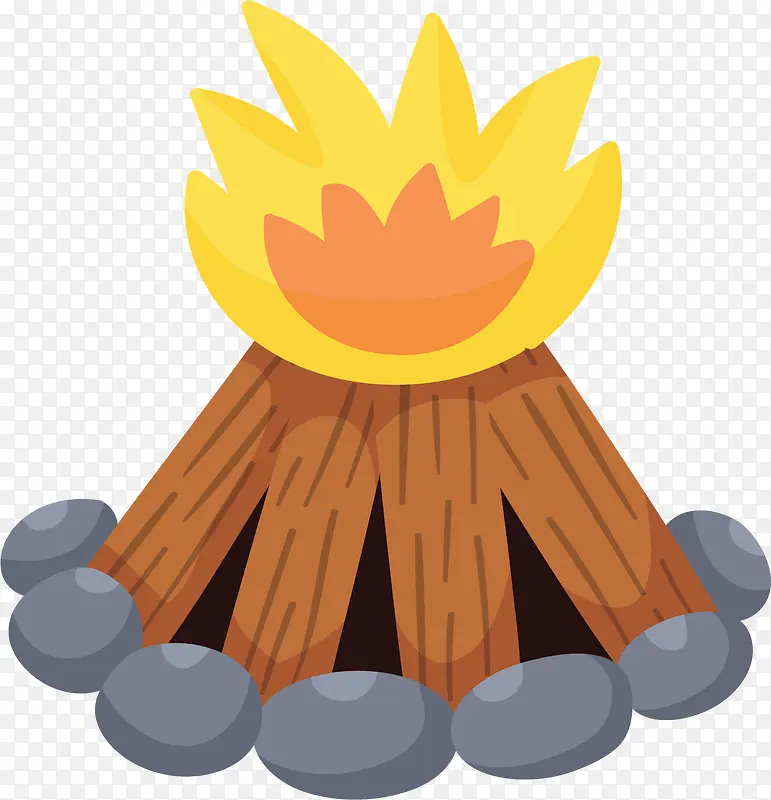 堆砌木柴篝火火堆