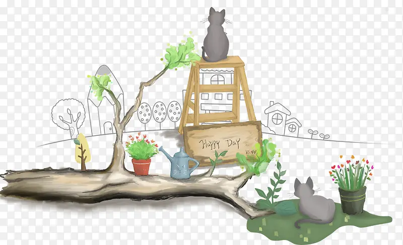 卡通手绘小清新植物插画PNG图片素材下载_图片编号qpwblngy-免抠素材网