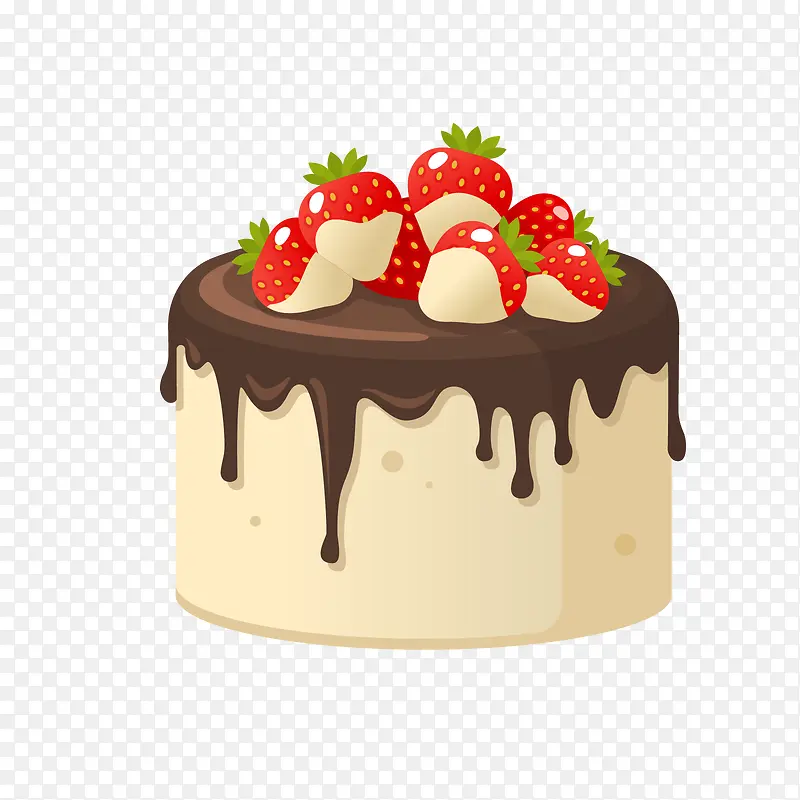 黄色草莓巧克力水果蛋糕