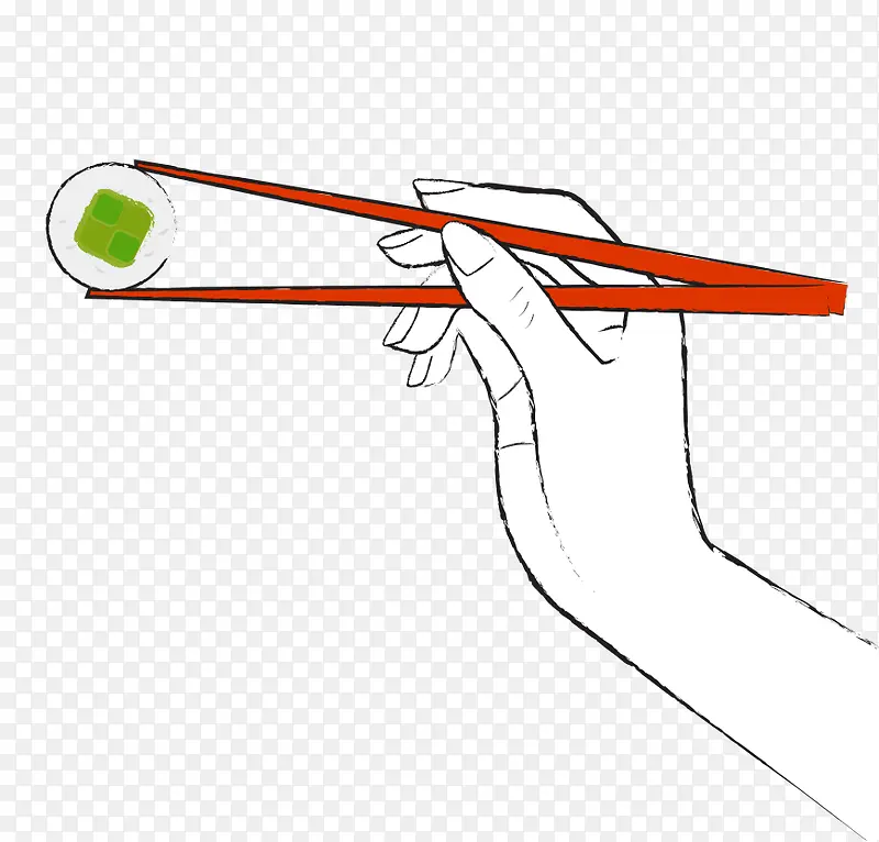 手绘筷子夹寿司