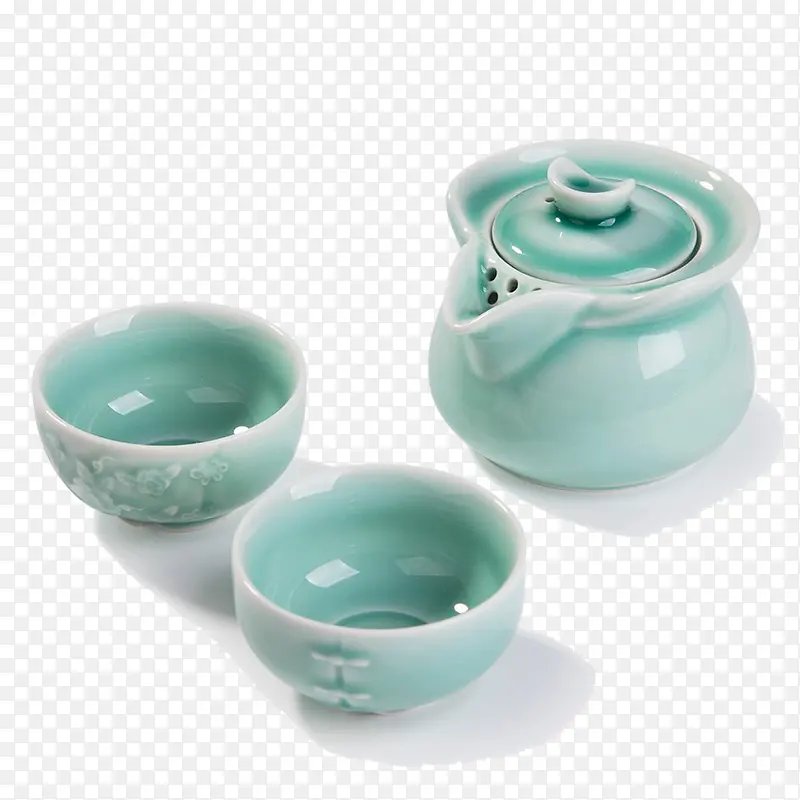 绿色瓷器茶具