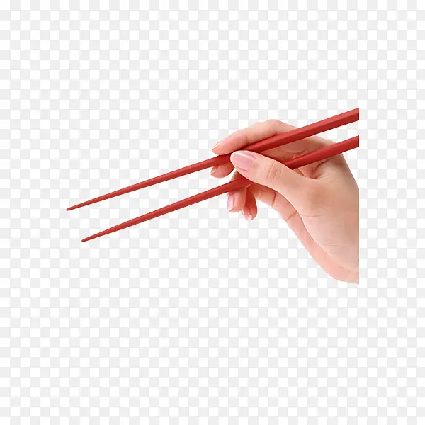 手拿着筷子