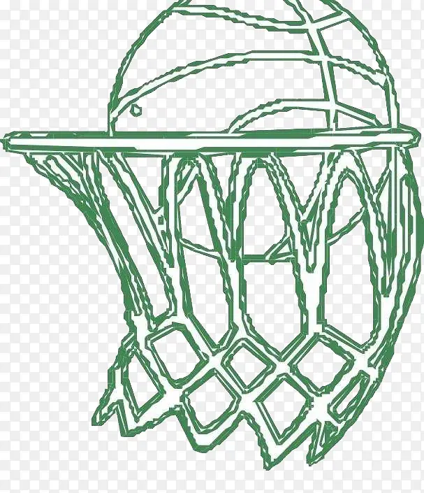 手绘篮球和篮球框