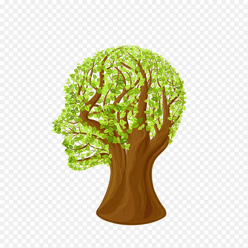 矢量人脸植物树木