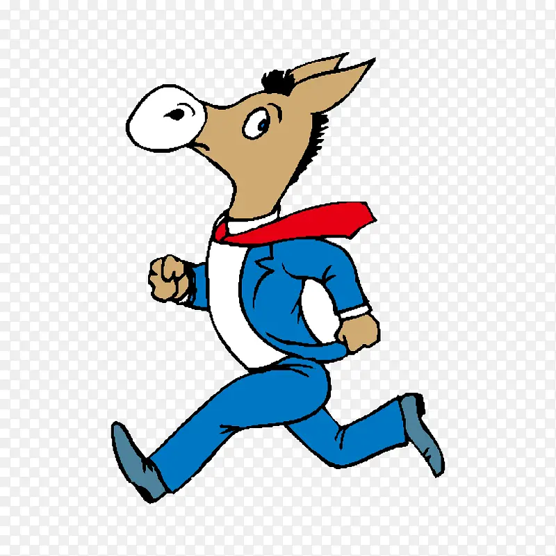 卡通手绘奔跑的驴先生