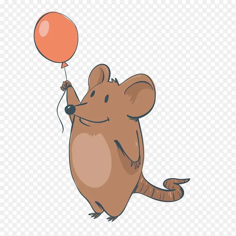 棕色卡通老鼠玩气球