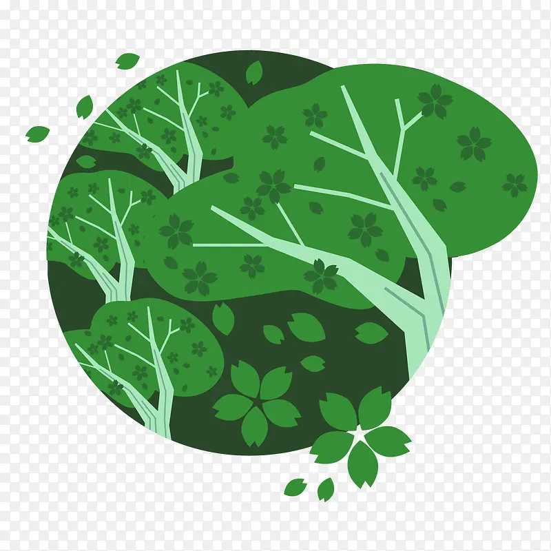 春天绿色植物logo图标