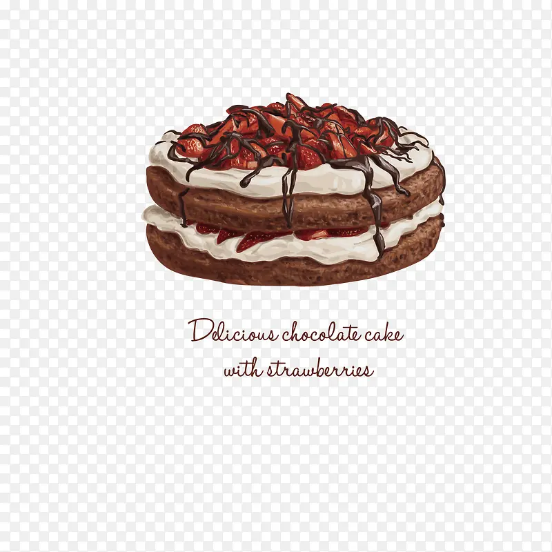 棕色巧克力蛋糕水彩