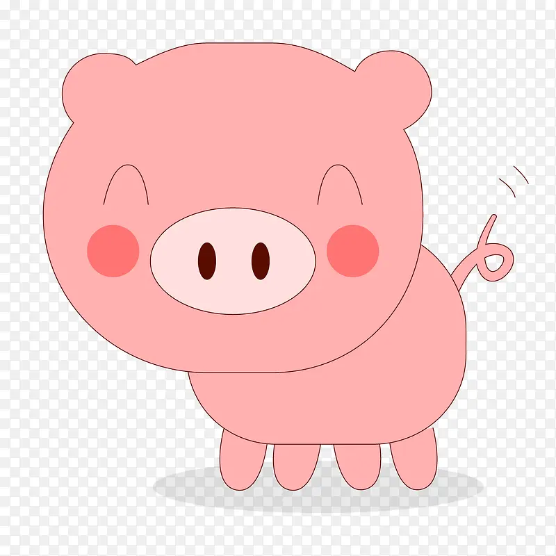 一只粉色的卡通小猪