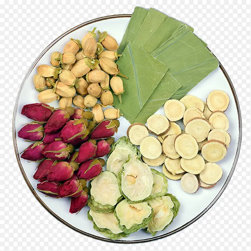 盘子里的花草茶