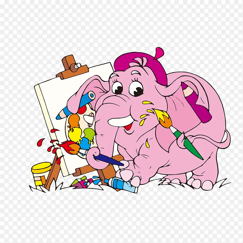 画画的大象动物设计