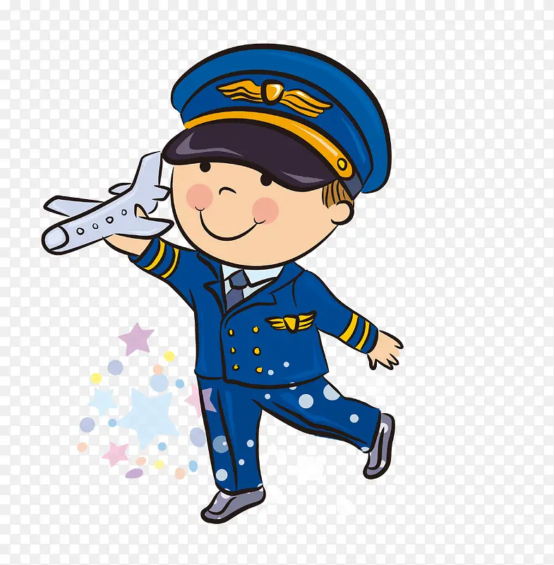 手绘卡通职业人物飞行员