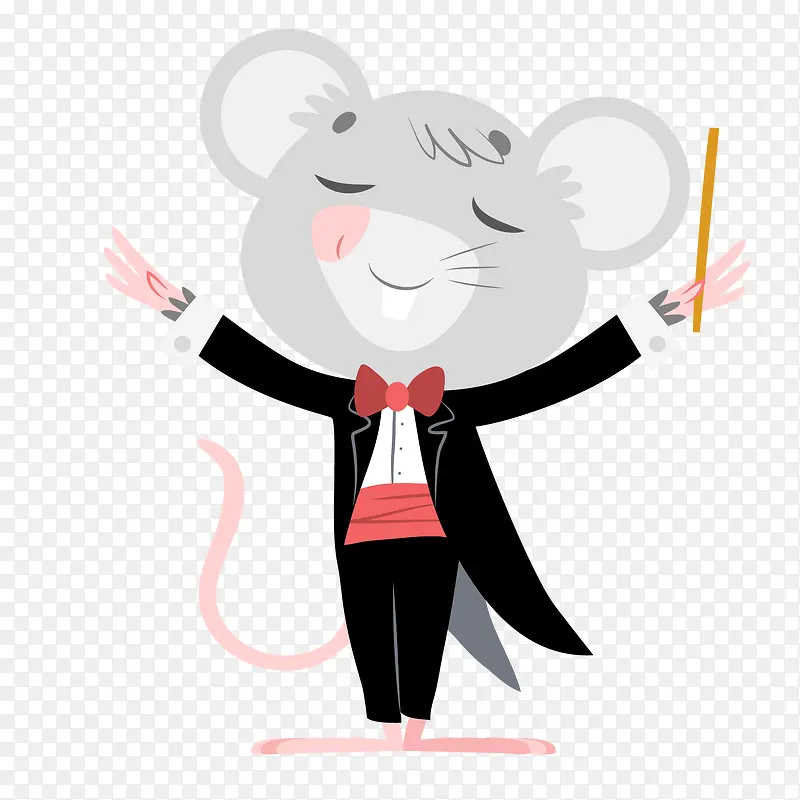卡通老鼠动物指挥家设计