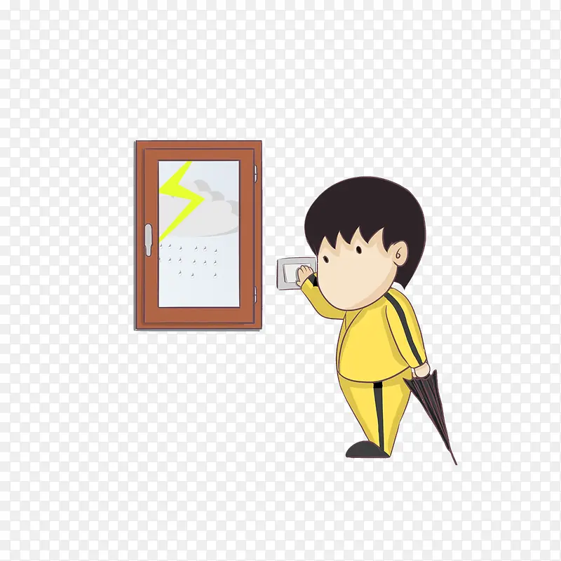 卡通雷雨天气要记得关掉电源设备