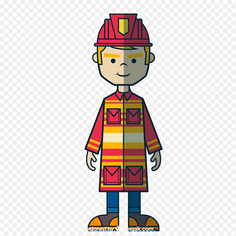矢量扁平消防员