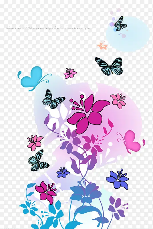 时尚蝴蝶与花卉