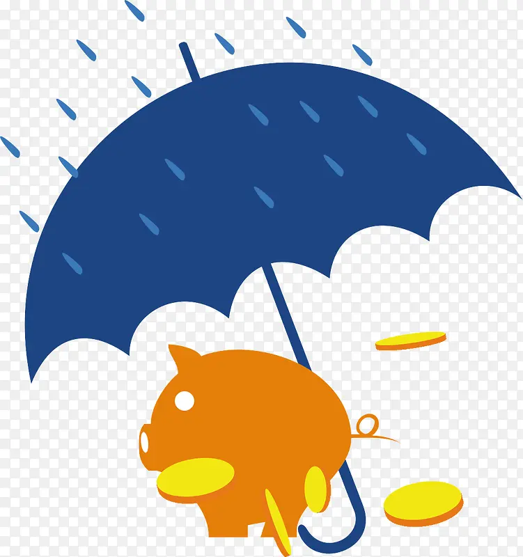 手绘卡通小猪存钱罐金币雨伞