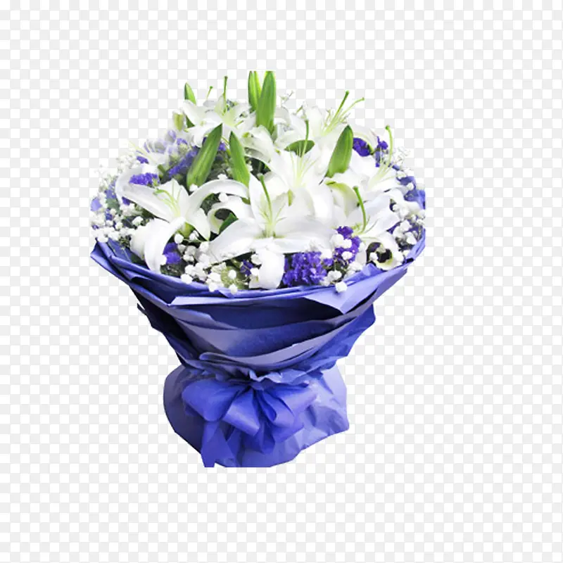 紫色花束白色百合花