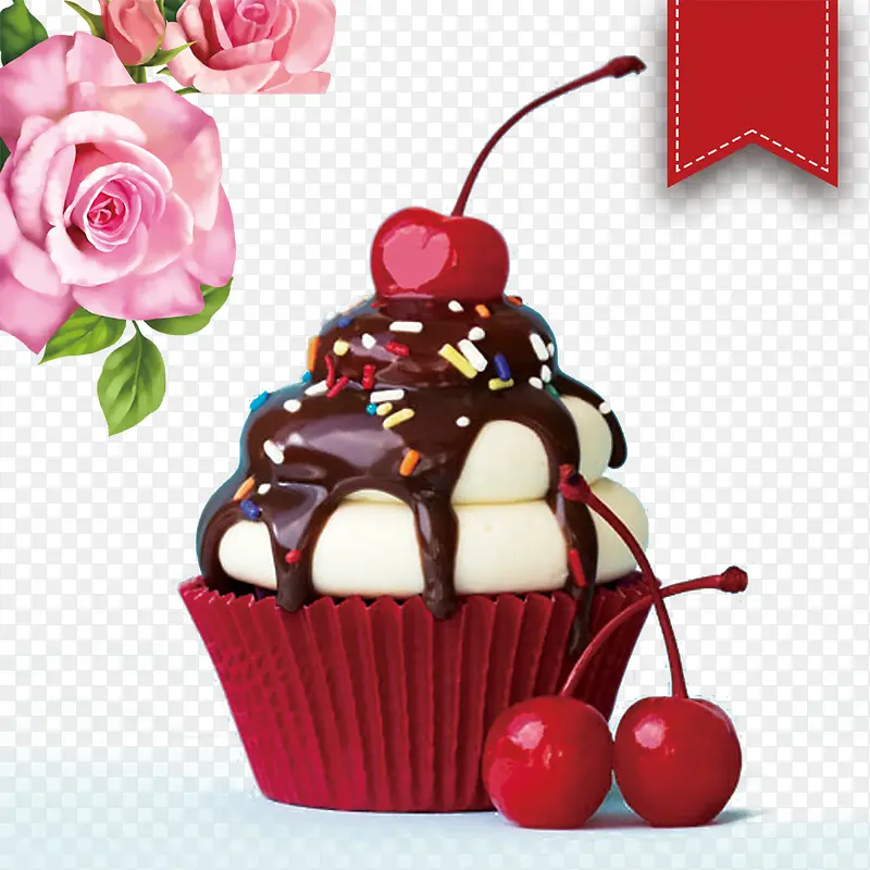 漂亮精美的樱桃小蛋糕装饰