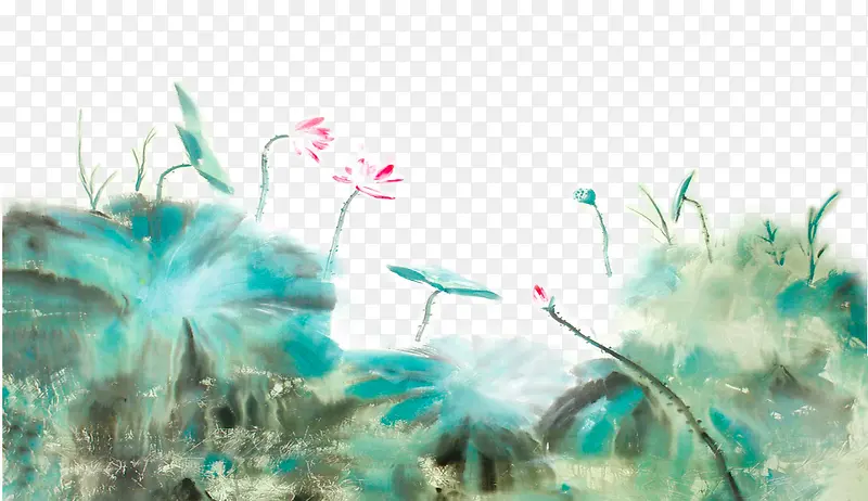 中国风水墨荷花池