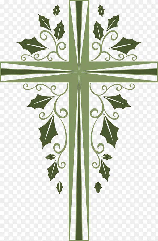 绿色冬青树藤十字架