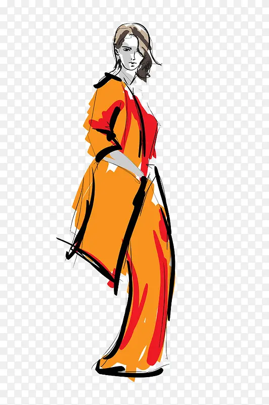 橙色手绘服饰