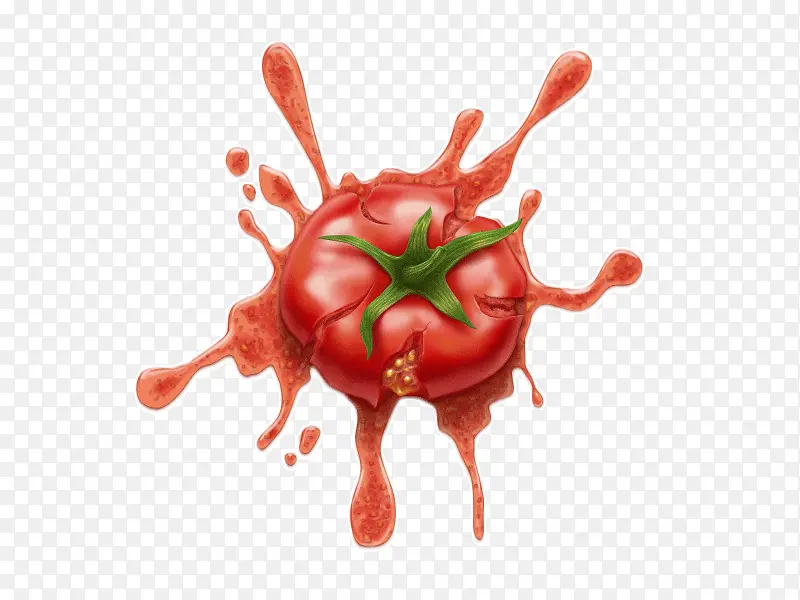 爆炸的番茄免抠素材图