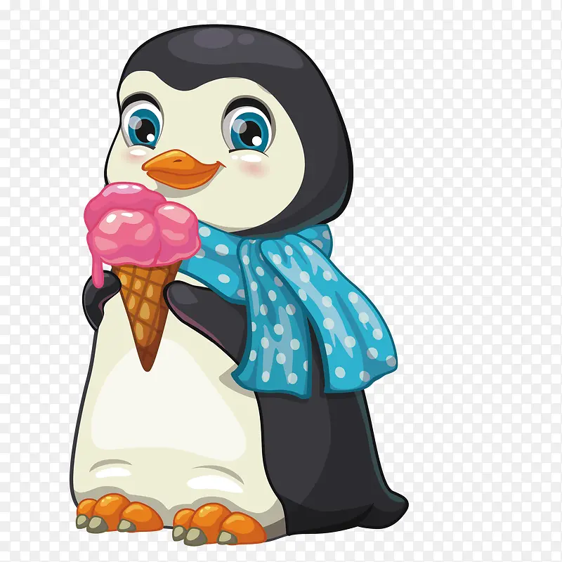 吃冰激淋的企鹅简图