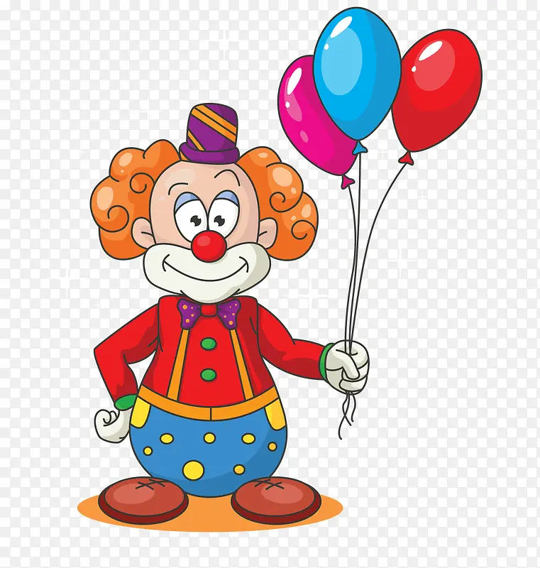 手握气球束的小丑矢量素材