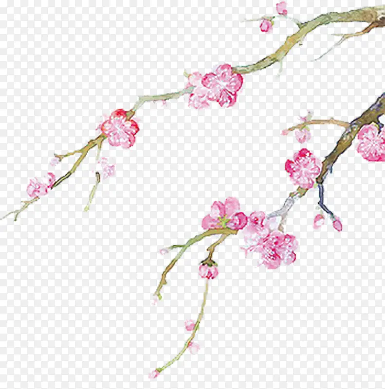 卡通三月桃花