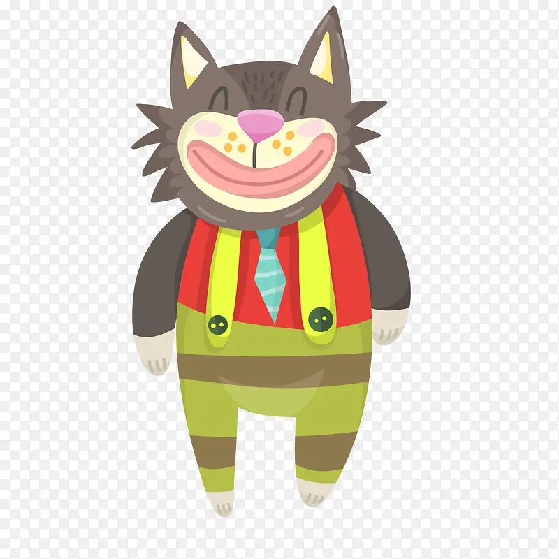 微笑的穿衣服的猫咪设计