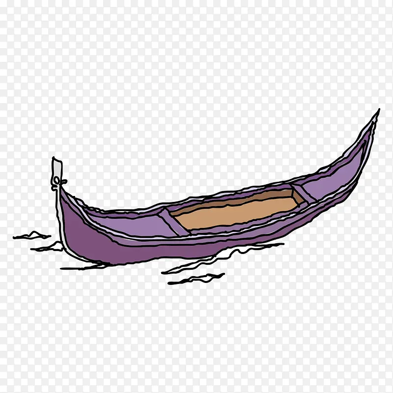 手绘紫色小船