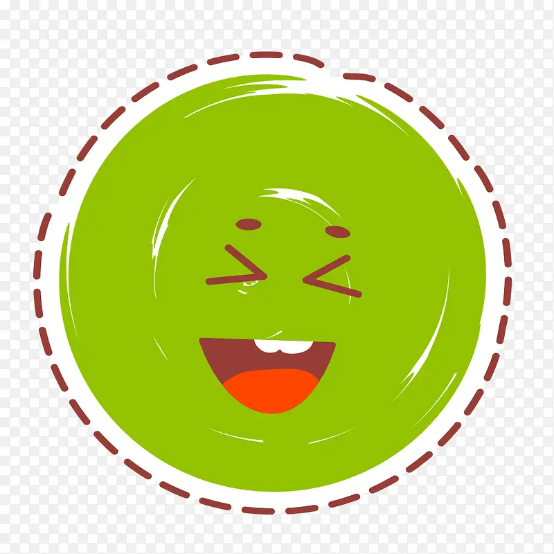 绿色圆形表情标签设计素材