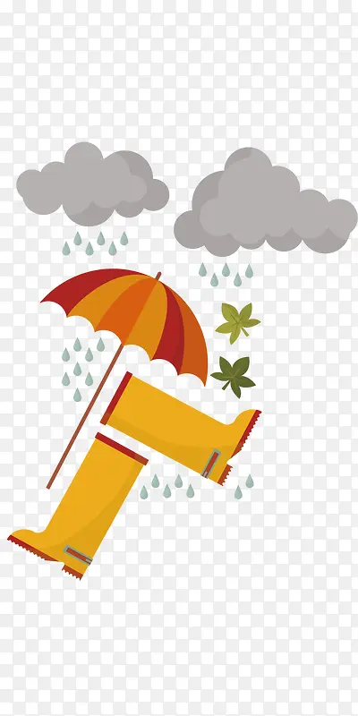 卡通下雨天的雨伞矢量图