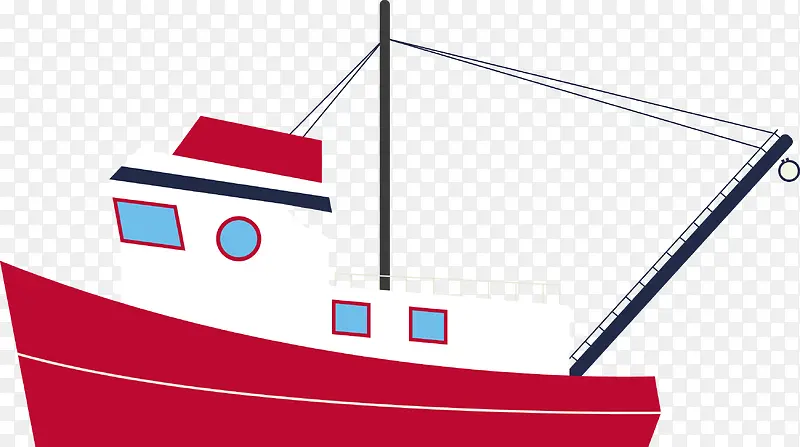 红色渔船矢量图
