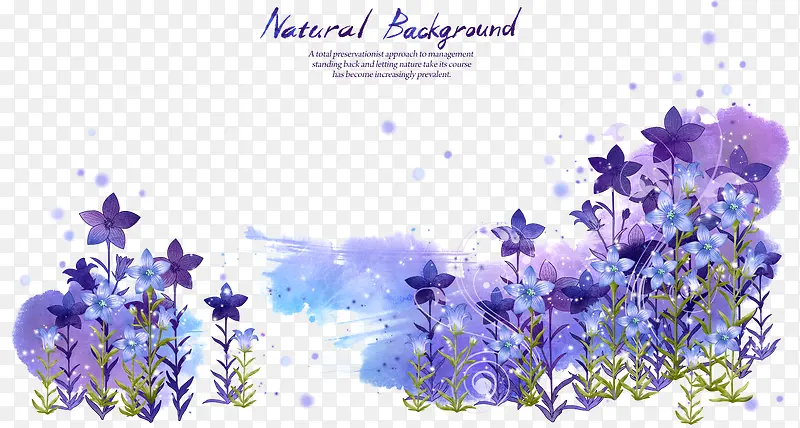紫色花枝花叶花卉PSD分层素材