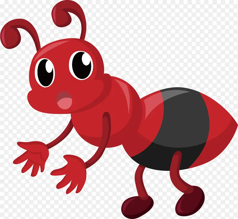 矢量图水彩红色蚂蚁