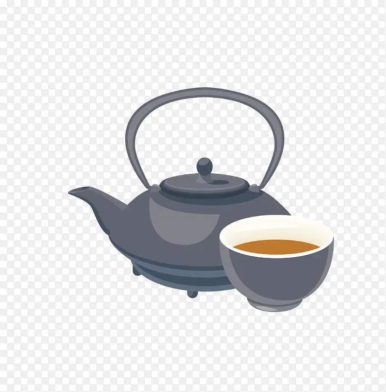 水壶和茶水手绘图