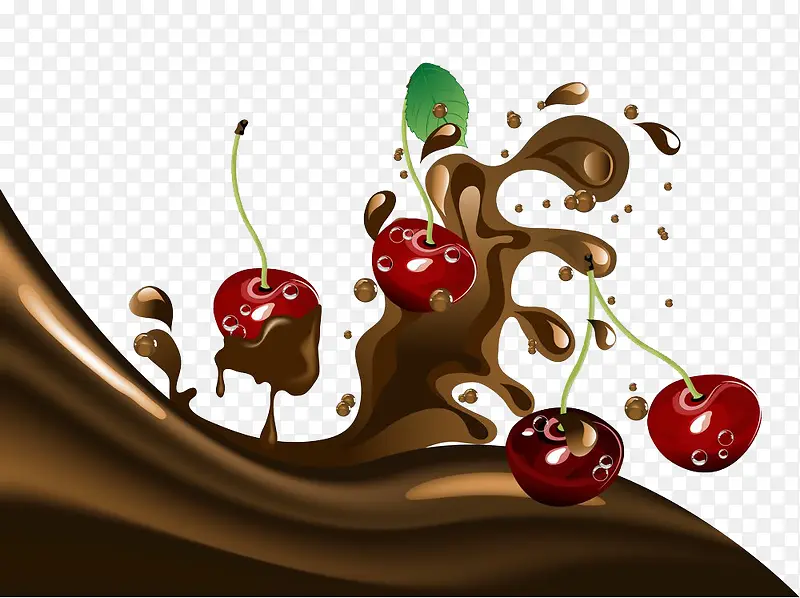 巧克力和樱桃插画图